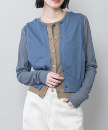 Munich | コットンリネン天竺編みニット×シアーニットレイヤードジレ(ニット/セーター)