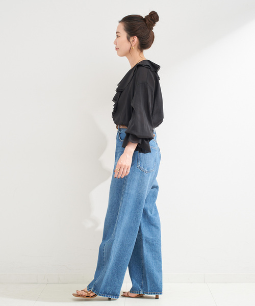 B.C STOCK(ベーセーストック)の「ウォッシャブル / R/NYラッフルフリルブラウス(シャツ/ブラウス・レディース・ブラック/ベージュ/ホワイト・FREE)」の6枚目の写真
