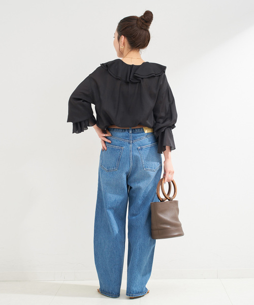 B.C STOCK(ベーセーストック)の「ウォッシャブル / R/NYラッフルフリルブラウス(シャツ/ブラウス・レディース・ブラック/ベージュ/ホワイト・FREE)」の7枚目の写真
