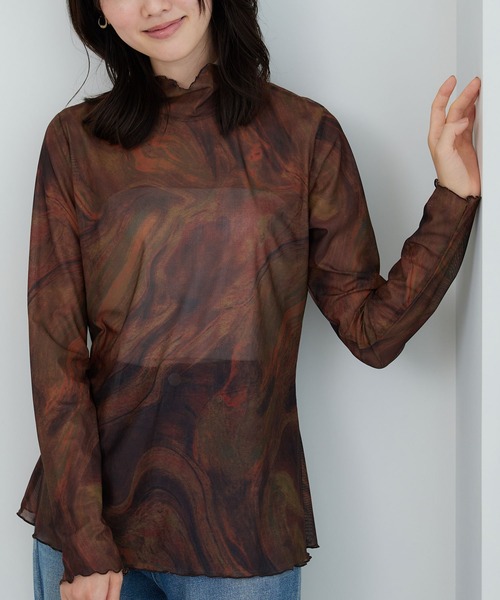 BELLUNA PLUS(ベルーナ)の「シアー素材ハイネックインナープルオーバー(Tシャツ/カットソー・レディース・チェック/グリーン系その他/ブラウン系その他/ブラック系その他/ブルー系/ブラック系・MEDIUM/LARGE/X-LARGE)」の22枚目の写真