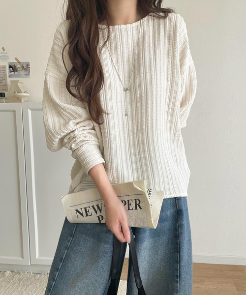 AP STUDIO シルクブレンド 長袖 スウェット オートミールカラー 予約受付中】ゆったりシルエットでこなれ感をプラス。フクレ