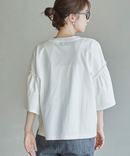 coen（コーエン）の「【MICKEY（ミッキー） / 別注】ミッキー＆ミニー袖フレアTシャツ（Tシャツ/カットソー・レディース・ダークグレー/オフホワイト/クリーム・M/L）」の6枚目の写真