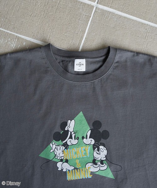 coen（コーエン）の「【MICKEY（ミッキー） / 別注】ミッキー＆ミニー袖フレアTシャツ（Tシャツ/カットソー・レディース・ダークグレー/オフホワイト/クリーム・M/L）」の14枚目の写真