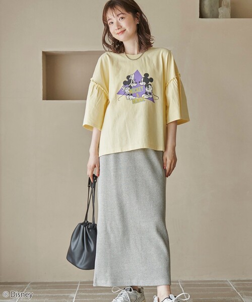 coen（コーエン）の「【MICKEY（ミッキー） / 別注】ミッキー＆ミニー袖フレアTシャツ（Tシャツ/カットソー・レディース・ダークグレー/オフホワイト/クリーム・M/L）」の18枚目の写真