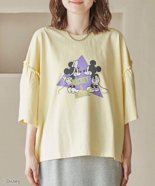 coen（コーエン）の「【MICKEY（ミッキー） / 別注】ミッキー＆ミニー袖フレアTシャツ（Tシャツ/カットソー・レディース・ダークグレー/オフホワイト/クリーム・M/L）」の21枚目の写真