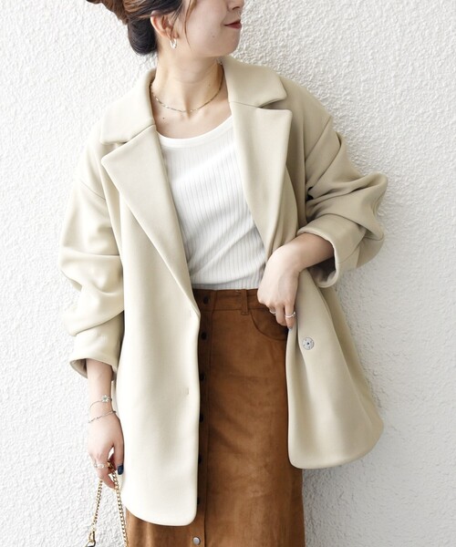 【SHIPS】quarancielコクーンミドルコート⭐︎ほぼ未使用 セール】SHIPS any:〈洗濯機可能〉ダンボール コクーン