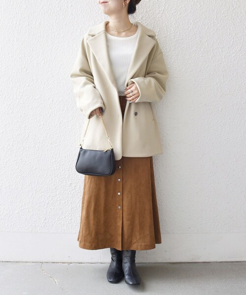 【SHIPS】quarancielコクーンミドルコート⭐︎ほぼ未使用 SHIPS any:〈洗濯機可能〉ダンボール コクーン テーラード ミディ