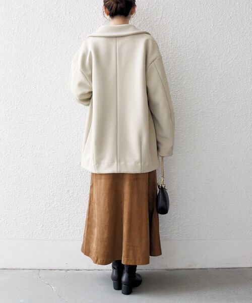 SHIPS any:〈洗濯機可能〉ダンボール コクーン テーラード ミディ