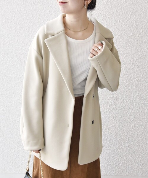 SHIPS any:〈洗濯機可能〉ダンボール コクーン テーラード ミディ