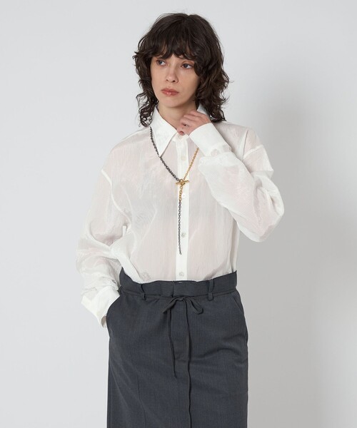 トップス ASTRAET ASTRAET＞ストライプ シアー レギュラーカラーシャツ UNISEX