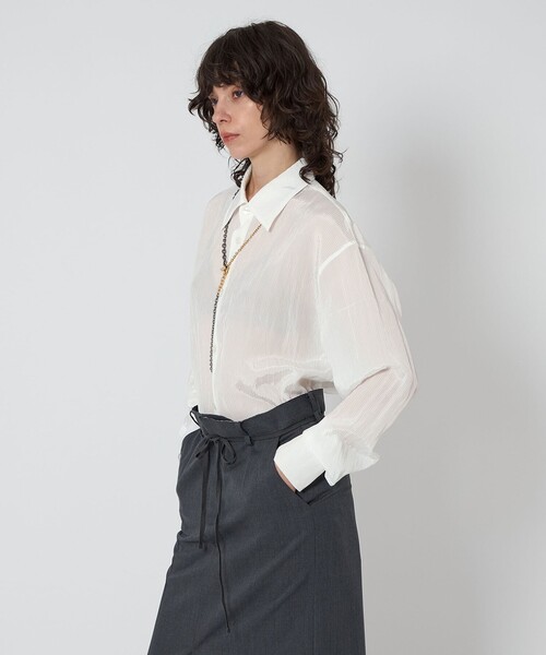 ASTRÆT シャツ ASTRAET＞ストライプ シアー レギュラーカラーシャツ UNISEX