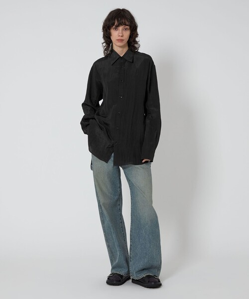 トップス ASTRAET ASTRAET＞ストライプ シアー レギュラーカラーシャツ UNISEX