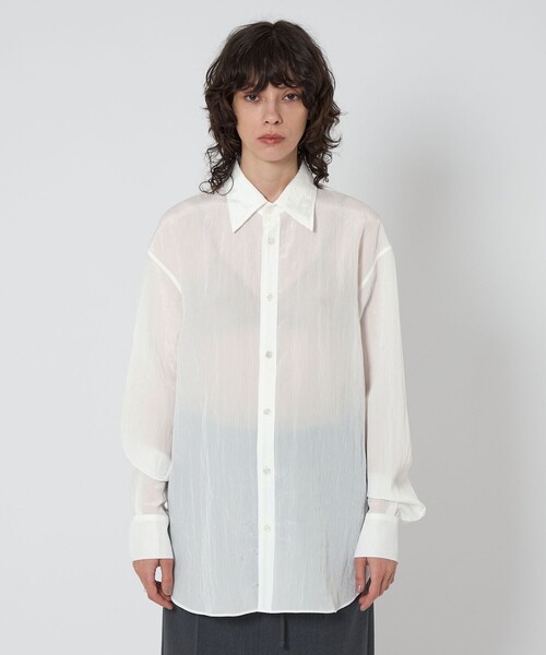 ASTRAET＞ストライプ シアー レギュラーカラーシャツ UNISEX