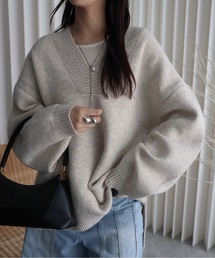 YENNA | 【ふんわりもっちりボリュームニット】/ディープVネックニット / オーバー サイズニット(ニット/セーター)
