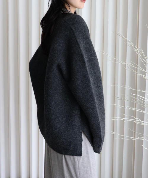セール】【もっちりボリュームニット】/ディープVネックニットプル