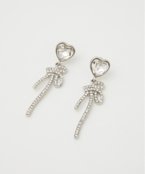 SLY（スライ）の「RHINESTONE HEART P/EARRING ラインストーン ハート ピアス（ピアス（両耳用）・レディース・シルバー/ゴールド・FREE）」の2枚目の写真