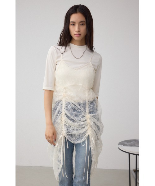 AZUL by moussy（アズールバイマウジー）の「インナーSET ドロストレースキャミソールトップス（キャミソール・レディース・ブラック/オフホワイト・FREE）」の3枚目の写真