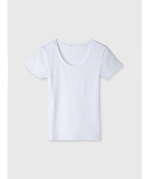 EIMY ISTOIRE（エイミーイストワール）の「リブTシャツ　半袖　夏　無地（Tシャツ/カットソー・レディース・ホワイト/サックスブルー/ピンク・F）」の8枚目の写真