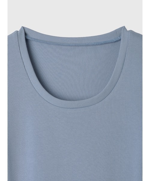 EIMY ISTOIRE（エイミーイストワール）の「リブTシャツ　半袖　夏　無地（Tシャツ/カットソー・レディース・ホワイト/サックスブルー/ピンク・F）」の12枚目の写真