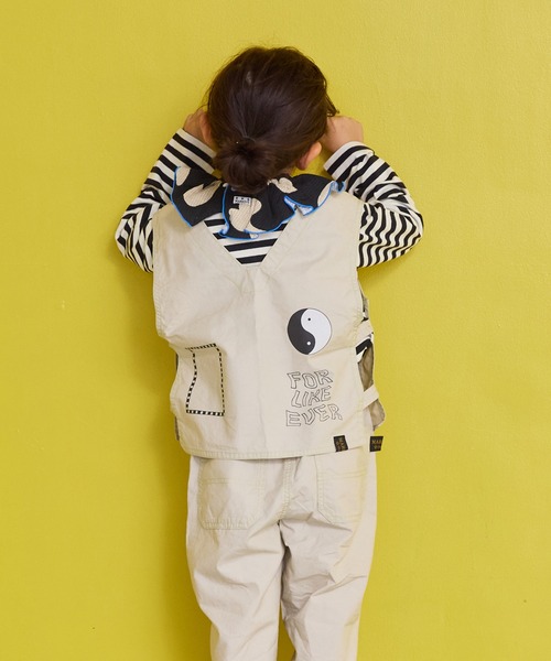 MARKEY'S（マーキーズ）の「ツイルプリントベスト（その他アウター・キッズ・オフホワイト/ブラック/オリーブ/ライトピンク・LL/S/M/L）」の2枚目の写真