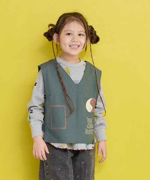 MARKEY'S（マーキーズ）の「ツイルプリントベスト（その他アウター・キッズ・オフホワイト/ブラック/オリーブ/ライトピンク・LL/S/M/L）」の4枚目の写真