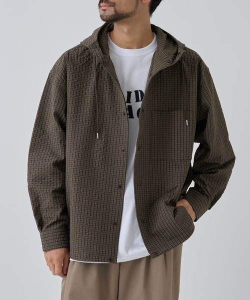 COLONY 2139(コロニートゥーワンスリーナイン)の「スピンドルフードチェックシャツ(シャツ/ブラウス・メンズ・ブラック/ブラウン・LARGE/MEDIUM)」の7枚目の写真