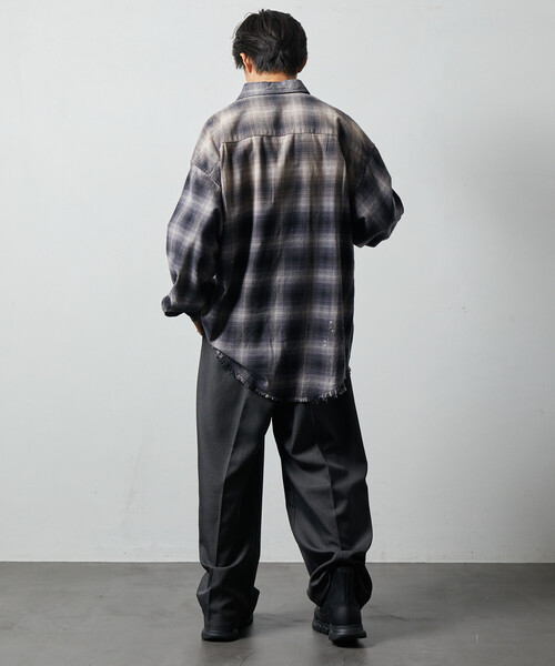 FREAK'S STORE(フリークスストア)の「限定展開 Relax Fit リラックスフィット ブリーチ加工 オンブレチェック ネルシャツ(シャツ/ブラウス・メンズ・ホワイト/ブラウン/ブラック/オリーブ/ブルー・SMALL/MEDIUM/LARGE)」の12枚目の写真