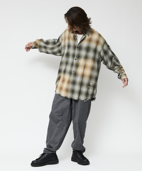 FREAK'S STORE(フリークスストア)の「限定展開 Relax Fit リラックスフィット ブリーチ加工 オンブレチェック ネルシャツ(シャツ/ブラウス・メンズ・ホワイト/ブラウン/ブラック/オリーブ/ブルー・SMALL/MEDIUM/LARGE)」の16枚目の写真