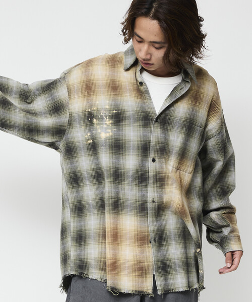 FREAK'S STORE(フリークスストア)の「限定展開 Relax Fit リラックスフィット ブリーチ加工 オンブレチェック ネルシャツ(シャツ/ブラウス・メンズ・ホワイト/ブラウン/ブラック/オリーブ/ブルー・SMALL/MEDIUM/LARGE)」の21枚目の写真