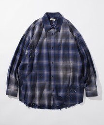 ネルシャツ」に該当するブルー・ネイビー/青色系のメンズ