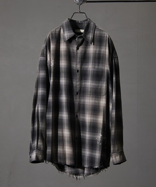 FREAK'S STORE(フリークスストア)の「限定展開 Relax Fit リラックスフィット ブリーチ加工 オンブレチェック ネルシャツ(シャツ/ブラウス・メンズ・ホワイト/ブラウン/ブラック/オリーブ/ブルー・SMALL/MEDIUM/LARGE)」の9枚目の写真