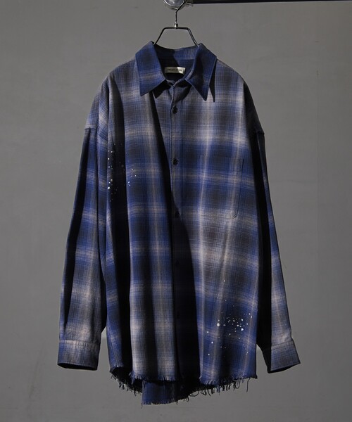 FREAK'S STORE(フリークスストア)の「限定展開 Relax Fit リラックスフィット ブリーチ加工 オンブレチェック ネルシャツ(シャツ/ブラウス・メンズ・ホワイト/ブラウン/ブラック/オリーブ/ブルー・SMALL/MEDIUM/LARGE)」の10枚目の写真