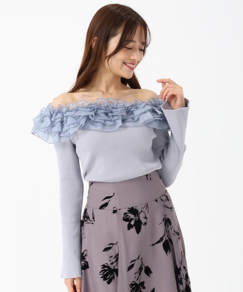 MISCH MASCH（ミッシュマッシュ）の「2025秋冬新作 2wayシアーフリルニット（ニット/セーター・レディース・ピンク/ホワイト/ブルー・ﾌﾘ-）」の15枚目の写真