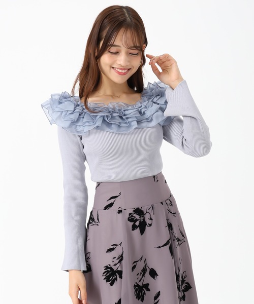 MISCH MASCH（ミッシュマッシュ）の「2025秋冬新作 2wayシアーフリルニット（ニット/セーター・レディース・ピンク/ホワイト/ブルー・ﾌﾘ-）」の17枚目の写真