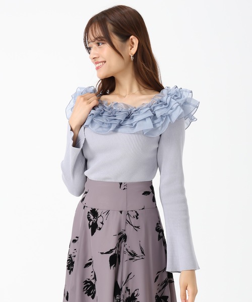 MISCH MASCH（ミッシュマッシュ）の「2025秋冬新作 2wayシアーフリルニット（ニット/セーター・レディース・ピンク/ホワイト/ブルー・ﾌﾘ-）」の18枚目の写真