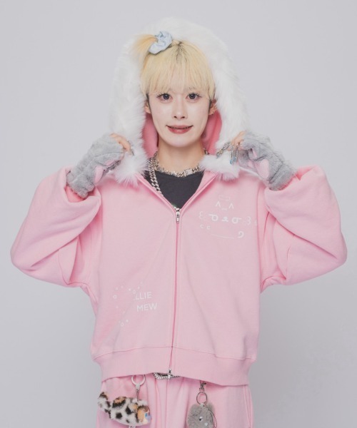 セール】MUELLIE MEW - プリントジップフーディー -（パーカー