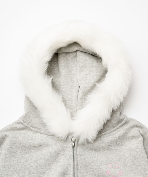 INTER FACTORY（インターファクトリー）の「MUELLIE MEW  - プリントジップフーディー -（パーカー・レディース・グレー/ピンク・X-SMALL/MEDIUM）」の8枚目の写真