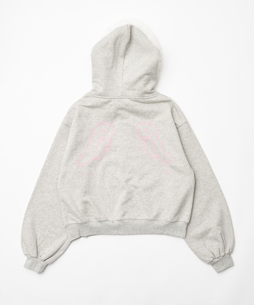 INTER FACTORY（インターファクトリー）の「MUELLIE MEW  - プリントジップフーディー -（パーカー・レディース・グレー/ピンク・X-SMALL/MEDIUM）」の9枚目の写真