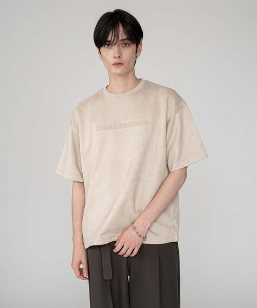 BROWNY(ブラウニー)の「BROWNY/フェイクスウェードエンボスロゴT(Tシャツ/カットソー・メンズ・チャコールグレー/アイボリー・LARGE/MEDIUM)」の8枚目の写真