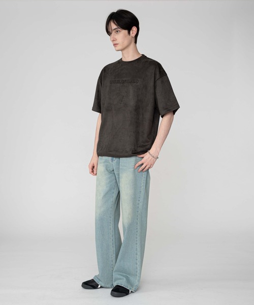BROWNY(ブラウニー)の「BROWNY/フェイクスウェードエンボスロゴT(Tシャツ/カットソー・メンズ・チャコールグレー/アイボリー・LARGE/MEDIUM)」の16枚目の写真