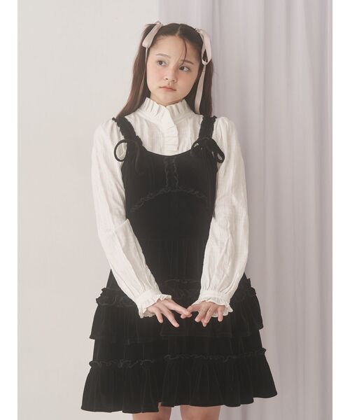 merry jenny（メリージェニー）の「frill neckブラウス（シャツ/ブラウス・レディース・オフホワイト/グレー・FREE）」の4枚目の写真