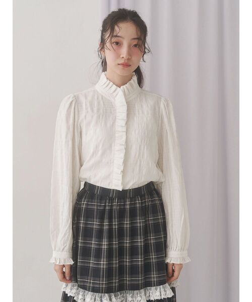 merry jenny（メリージェニー）の「frill neckブラウス（シャツ/ブラウス・レディース・オフホワイト/グレー・FREE）」の14枚目の写真