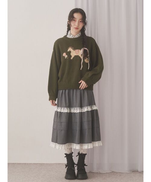 merry jenny（メリージェニー）の「frill neckブラウス（シャツ/ブラウス・レディース・オフホワイト/グレー・FREE）」の17枚目の写真