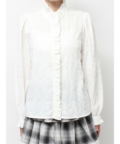 merry jenny（メリージェニー）の「frill neckブラウス（シャツ/ブラウス・レディース・オフホワイト/グレー・FREE）」の15枚目の写真