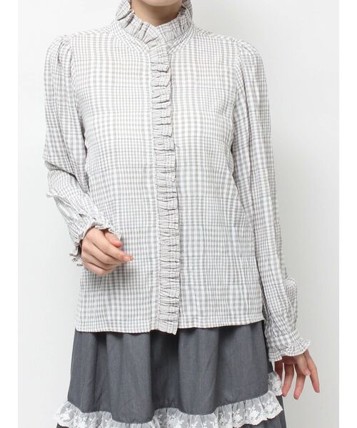 merry jenny（メリージェニー）の「frill neckブラウス（シャツ/ブラウス・レディース・オフホワイト/グレー・FREE）」の22枚目の写真