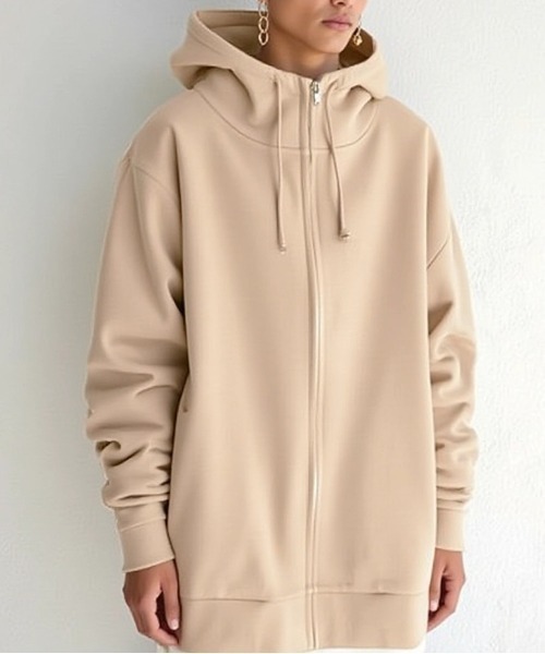 cammie(キャミー)の「ハイネックロング丈パーカー(パーカー・レディース・ベージュ/ネイビー/ブラック/グレー・M/L)」の12枚目の写真
