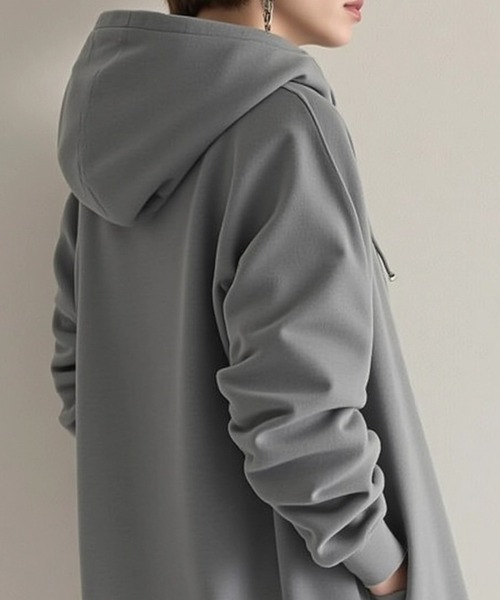 cammie(キャミー)の「ハイネックロング丈パーカー(パーカー・レディース・ベージュ/ネイビー/ブラック/グレー・M/L)」の22枚目の写真