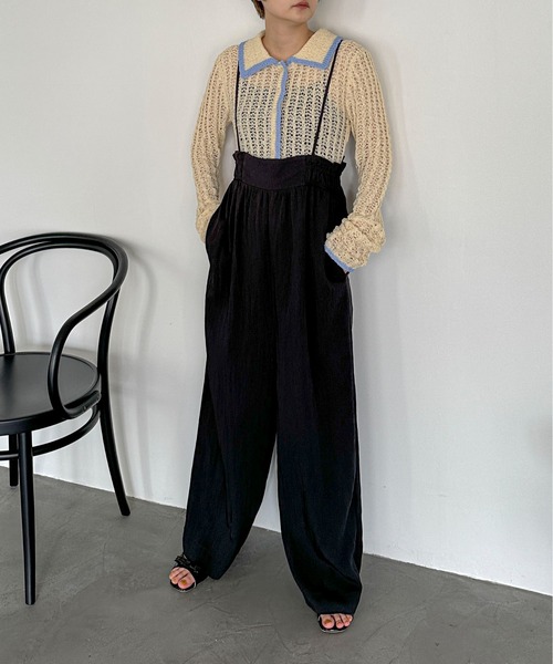 PILIT(ピリット)の「ハイウエスト ボリュームサロペット(サロペット/オーバーオール・レディース・ブラック/ブラウン・MEDIUM)」の4枚目の写真