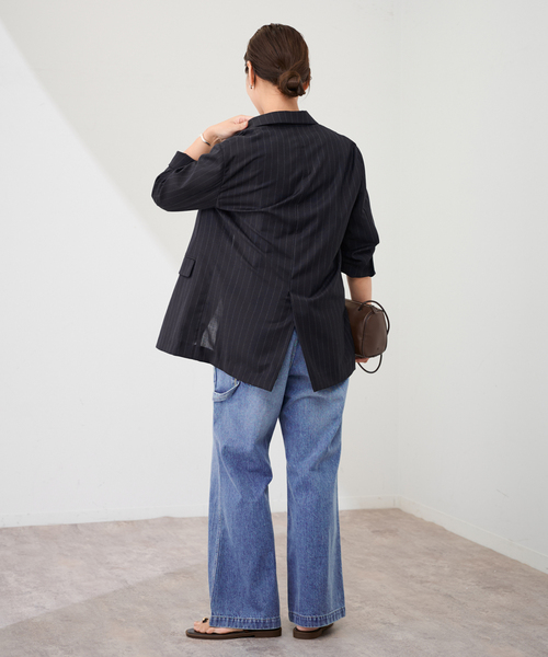 FRAMeWORK(フレームワーク)の「TWトリアセトロピカルシアージャケット(テーラードジャケット・レディース・ネイビー/ブラック・36/38)」の6枚目の写真