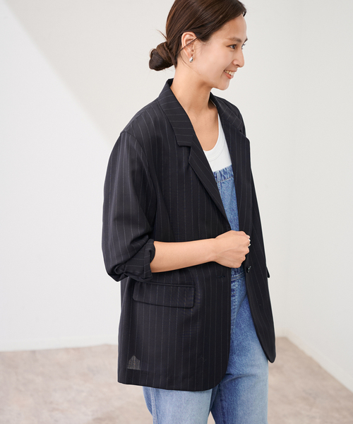 FRAMeWORK(フレームワーク)の「TWトリアセトロピカルシアージャケット(テーラードジャケット・レディース・ネイビー/ブラック・36/38)」の11枚目の写真